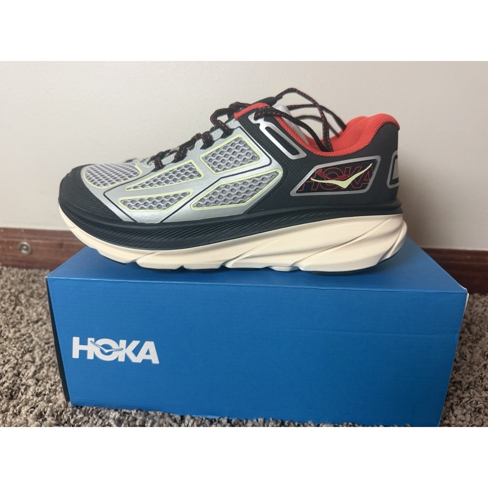Hoka One One U Clifton One 9.5 Men's Size 8 Shoes Grey Habanero Black 1155370